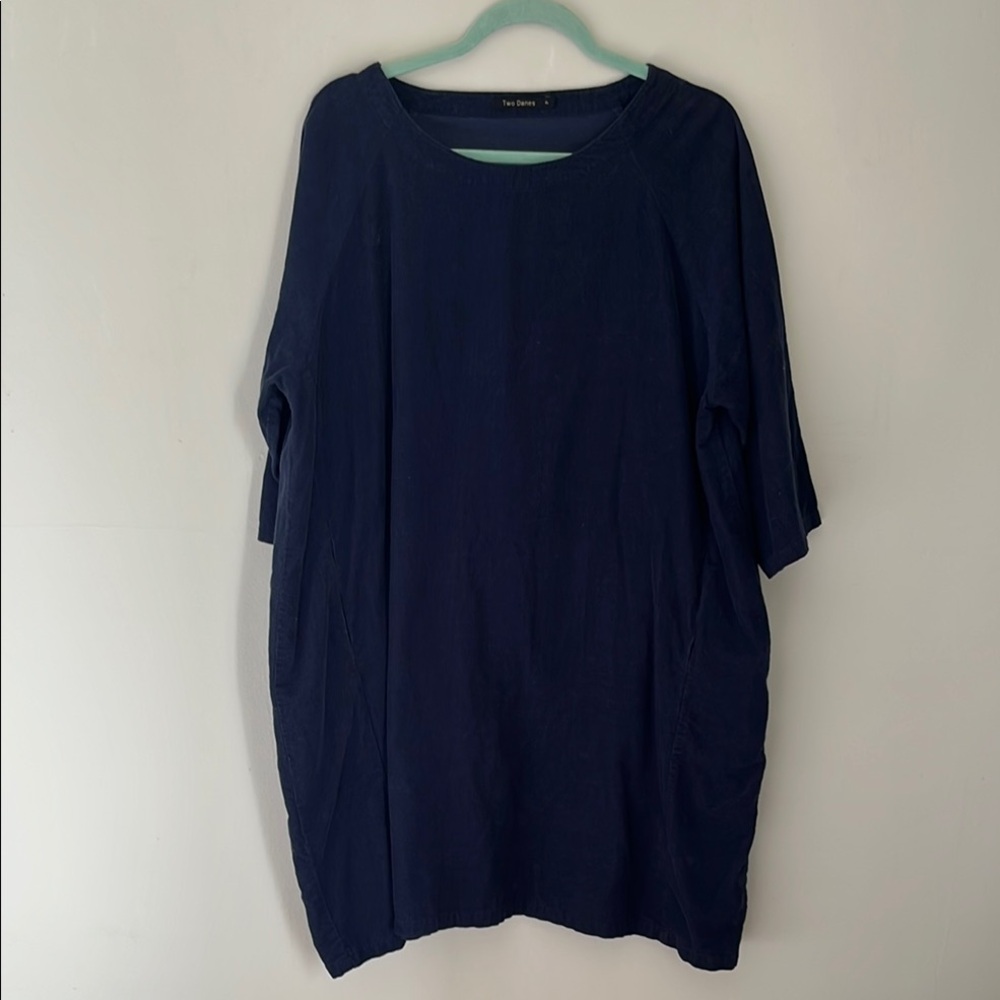 Two Danes Navy Blue  Corduroy Casual Dress.  Size XL